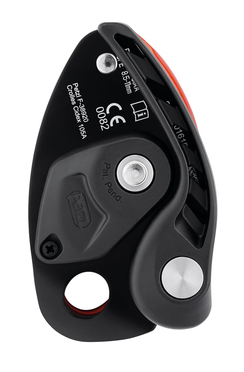 NEOX® Belay device with cam-assisted blocking, optimized for lead climbing