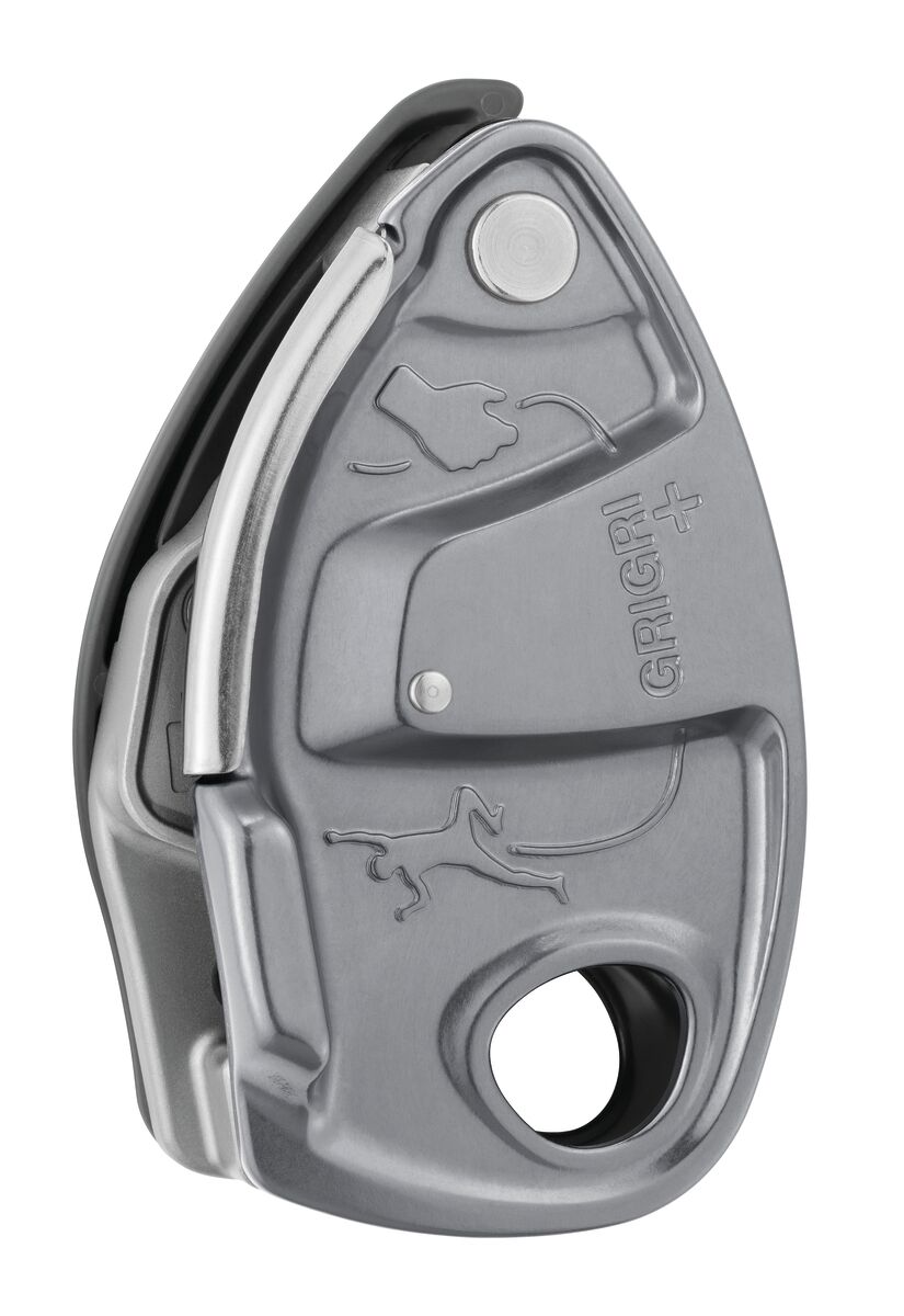 GRIGRI® + Belay device with cam-assisted blocking and anti-panic handle, optimized for learning and top rope climbing
