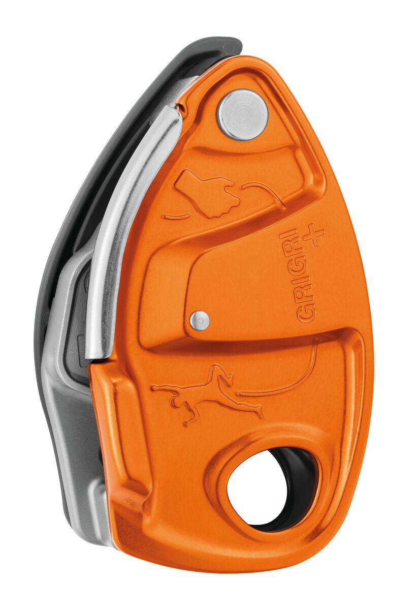 GRIGRI® + Belay device with cam-assisted blocking and anti-panic handle, optimized for learning and top rope climbing