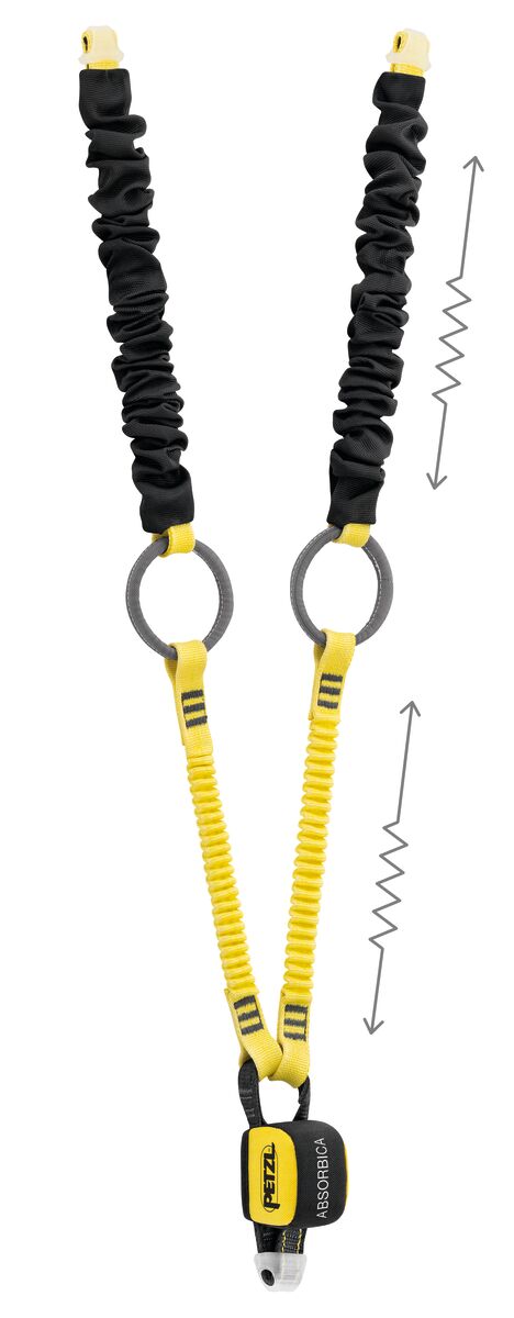 ABSORBICA®-Y TIE-BACK Double lanyard with integrated intermediate tie-back rings and energy absorber